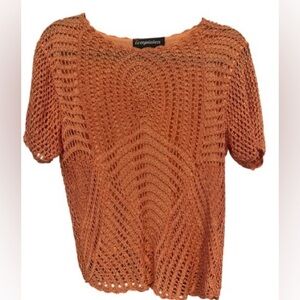 Crochet Lace Top Beaded Orange Short Sleeve Women M  Chic Shirt
Elegant Classic